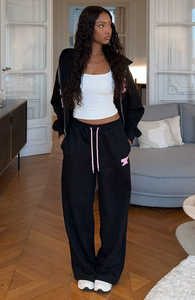 Ensemble de survêtement décontracté pour femme, hiver, uni, brodé, respirant, long, 2 pièces, fermeture éclair sur le devant, survêtement de scène - Product Image 5