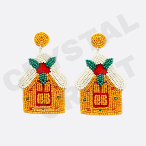 Pendientes colgantes rojos de Navidad Nueva llegada Cuentas hechas a mano transfronterizas Oro Creativo de moda para fiestas Estilo Cristiano - Product Image 2