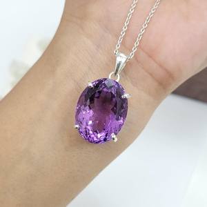 Hermoso colgante de piedras preciosas de amatista, joyería curativa de plata de ley 92,5, colgante hecho a mano de piedra facetada, joyería de diseñador - Product Image 3