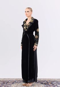 2025 Autumn/Winter New <b>Women's</b> Solid Woven Long Windbreaker Knee Style <b>Velvet</b> Coat Single Button Anti-Wrinkle Beaded Embroidery - Product Image 4