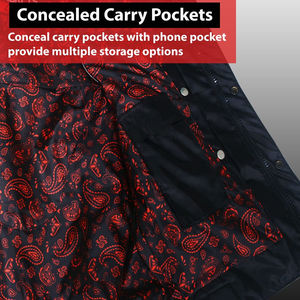 Chaleco de Cuero Vacuno Genuino Negro con Bolsillos Ocultos para Portar Armas, Estilo Vintage Transpirable, Ropa Exterior de Otoño, Servicio OEM - Product Image 3