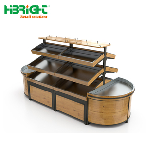 Commercial Wooden Grocery Store Fruit Veg Display <b>Stand</b> Supermarket Freestanding Island Shelf <b>Vegetable</b> Rack - Product Image 6