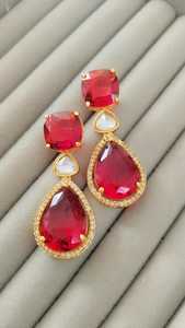 ต่างหูห้อยหลากสีฟิวชั่นสุดหรูสำหรับผู้หญิงชุบทองวินเทจและทันสมัยส่วนใหญ่ทำจากทองเหลืองทองแดงผสม - Product Image 6