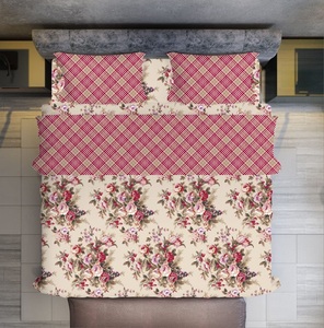 <b>Queen</b> Size Microfiber Bedding Set 1 <b>Fitted</b> <b>Sheet</b> 2 Pillow Cases Blossom Coordinate Design Fade Resistant for Hospital Hotel Use - Product Image 6