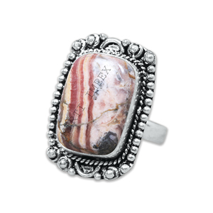 Moda hecha a mano S925 plata esterlina noviembre piedra natal Natural Rodocrosita rectángulo corte piedra preciosa anillos Unisex joyería fina - Product Image 2