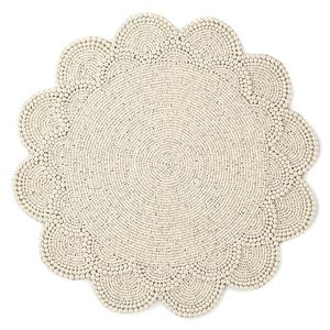 Elegant Luxurious Ivory Pearl & Glass <b>Beads</b> Side Table Mats Glam Designed <b>Placemat</b> for Everyday Use Perfect As Gift - Product Image 1
