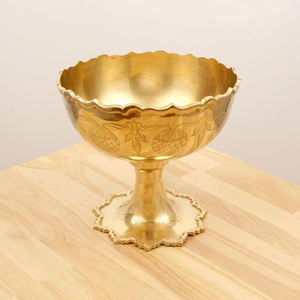 Bol de serveur de nourriture en laiton de qualité supérieure Simple bol de service à dessert en acier inoxydable plaqué or élégant et élégant - Product Image 3