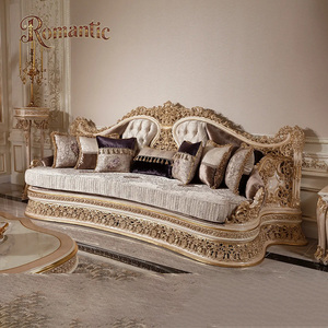 طقم أريكة كلاسيكي ذهبي فاخر لغرفة المعيشة على الطراز الأوروبي، رائج البيع، عالي الجودة، طقم أريكة كامل لغرفة المعيشة - Product Image 3