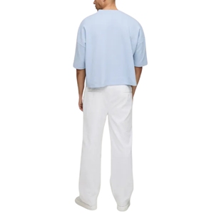 Camiseta Henley Azul Claro de Corte Holgado para Hombre, Camiseta Henley de Algodón Personalizada al por Mayor, Camiseta Henley de Manga Corta para Hombre - Product Image 3