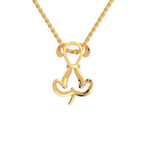 Collier pour femme 18 pouces avec pendentif chien en or jaune avec diamant 0.09 carats et pendentifs en diamant et breloques - Product Image 4