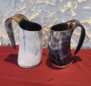 Authentique tasse à corne à boire polie d'inspiration viking cadeau de chope médiévale pour Noël anniversaire garçons d'honneur artisanat naturel - Product Image 5