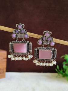 Pendientes de Piedra Monalisa Oxidada, Hermosos Pendientes de Piedra Negra para Mujer, Joyería Étnica al por Mayor Personalizable - Product Image 2