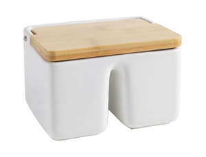 Doppio portasale in ceramica e bambù (Ibili 714950) - Product Image 1