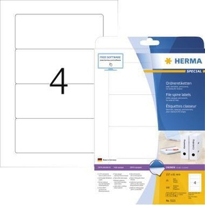 Etiquetas Autoadhesivas HERMA para Encuadernación Ancha/Corta, 61 x 157 mm, con Orificio para Colgar, Blancas, 100 Etiquetas/Paquete, Accesorios para Carpetas de Archivo - Product Image 1