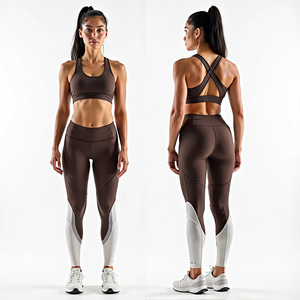 Conjunto de Yoga Personalizado para Mujer Talla Grande, Estilo Urbano Otoñal, Bra y Leggings Sin Costuras, Patrón Transpirable, Tela de Spandex/Poliéster - Product Image 6