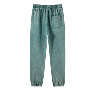 Men's New Style Acid Washed 100% Cotton Sweatpants <b>Elastic</b> <b>Waistband</b> Closure Flat Front with Elasticated Drawstring - Product Image 2