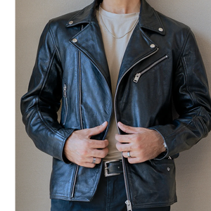 Chaqueta bomber de piel de cabra marrón personalizada para hombre con cuello levantado chaqueta de cuero genuino de moda con logotipo frontal - Product Image 6