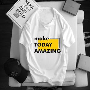 Vente directe d'usine bas quantité minimale de commande hommes décontracté col rond T-Shirt 100% coton manches courtes imprimé tenue quotidienne haut - Product Image 5