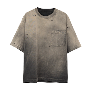 เสื้อยืดโอเวอร์ไซส์ผ้าฝ้ายวินเทจย้อมสีแบบแอซิดวอช พิมพ์ลายกราฟิกสีพื้นสำหรับผู้ชาย รับทำโลโก้ OEM - Product Image 3