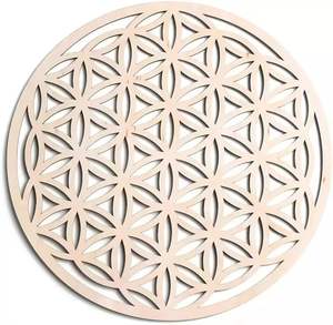 Artesanía de talla de madera Om Geometría sagrada Pared Yoga Decoración de madera Sri Yantra Mandala Chakras Rueda DE LA VIDA Semilla DE LA VIDA Rejilla de cristal - Product Image 1