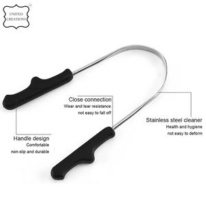Limpiador raspador de lengua de metal de acero inoxidable ecológico portátil con mango de plástico para limpieza bucal - Product Image 2