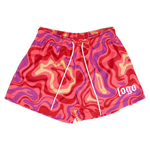 Shorts en tissu peigné respirant et écologique pour homme, avec impression numérique vintage, entrejambe de 6 pouces, en polyester à séchage rapide, modèle OEM - Product Image 1