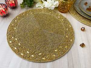 Sets de table et chemins de table perlés de style ferme antique moderne, faits à la main, décoratifs, accessoires de décoration intérieure pour la salle à manger - Product Image 3