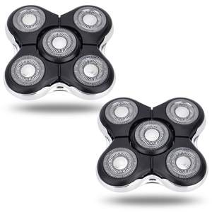 Paquete de 2 cabezales de repuesto para afeitadora eléctrica húmeda/seca, cuchilla de afeitar rotativa 3 en 1 de 5 cuchillas, lavable para uso facial - Product Image 2
