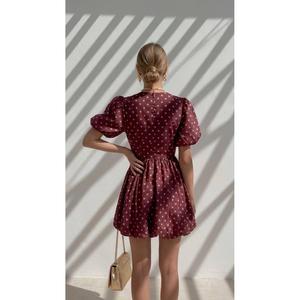 Vestido Cruzado con Estampado de Puntos Summer Breeze - Borgoña - Product Image 4