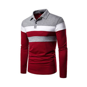 Camisas ajustadas informales para hombre, Polo de manga larga de Color puro, camisetas a la moda - Product Image 1