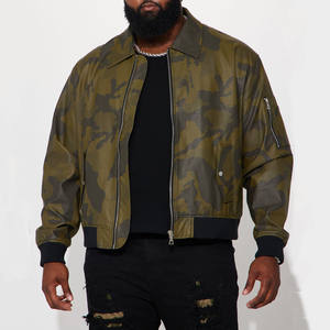 Chaqueta de Cuero de Lona Sólida Extra Grande Personalizada de Alta Calidad para Hombre, Estilo Vintage, Chaqueta Bomber con Logotipo Frontal, Cierre de Cremallera, Ajuste Holgado, Invierno - Product Image 4