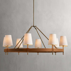 Lampadario a soffitto rotondo in ottone <span class=keywords><strong>moderno</strong></span> in pelle americana <span class=keywords><strong>per</strong></span> soggiorno a casa Hotel decorazione luci a sospensione - Product Image 4