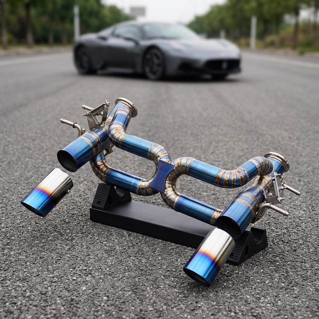 VantaFlow Blue Burnt Catback Exhaust System With OEM Valve Control for Maserati MC20 3.0T V6 2021-2026