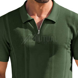 T-shirts polo en tissu tricoté respirant T-shirts polo pour hommes de conception de motif solide unique à prix raisonnable - Product Image 4