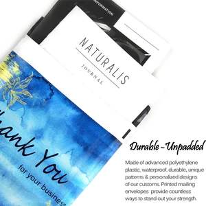 100 แพ็คขอบคุณ โพลีเมลเลอร์ แบ็กส์ 25x33 ซม. ซีลกาวในตัว กันน้ำ ทนต่อการฉีกขาด ทนทาน 2.3M สีฟ้าทอง ย้อมสี ย่อยสลายได้ทางชีวภาพ - Product Image 2