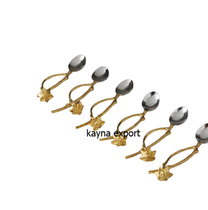 Juego de Cubiertos de Diseño Artesanal Moderno, 4 Cucharas, Mango Chapado en Oro con Pulido Espejo, Acero Inoxidable, para Uso en la Cocina - Product Image 5