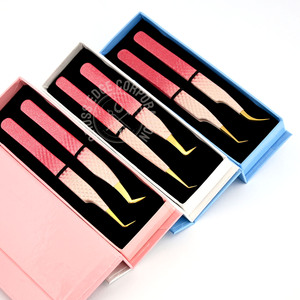 Wholesale Most Popular Fiber Grip Eyelash Extension Tweezers Curved Classic Tweezer 45 90 Degree Fiber Tip Lash Tweezers - Product Image 1