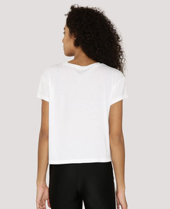 Camiseta Corta de Algodón 100% Transpirable para Mujer, Etiqueta Privada, Corte Holgado, Etiquetas Tejidas Personalizadas de Fábrica - Product Image 4