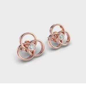 Pendientes de Aro Huggie de Oro Sólido de Lujo Personalizados de 10K, 14K y 18K con Diamantes, Joyería de Plata de Ley 925 para Mujer, Certificados por IGI - Product Image 1