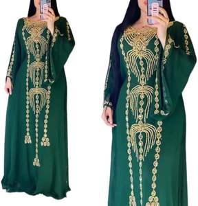 Elegante vestido tradicional Marroquí para fiesta Modesto Abaya Kaftan en relieve de inspiración natural ropa islámica Marruecos EE. UU. - Product Image 1