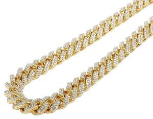 S925 plata amarillo chapado en oro cadena de eslabones cubanos moissanita diamante helado Hip Hop estilo de lujo joyería para hombres y mujeres - Product Image 1