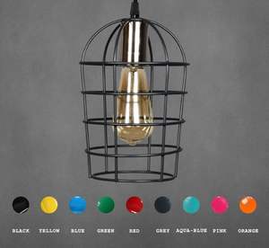 Jaula de alambre de Metal de granja de estilo Vintage Industrial DE ESTADO rústico para colgar lámpara colgante protector de Lámpara diseño curvo raro - Product Image 4