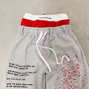 กางเกงวอร์มขาบานสำหรับผู้ชายกางเกงวอร์มผ้าคอตตอนแนวสตรีทฮิปฮอปลำลองผ้าคอตตอนทรงหลวมโอเวอร์ไซส์ออกแบบได้ตามต้องการ - Product Image 3