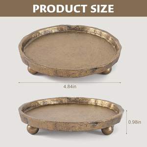 Portavelas de Hierro Fundido Vintage, Base Redonda de Latón Rústico para Velas Pequeñas, Decoración de Mesa Estilo Granja - Product Image 6