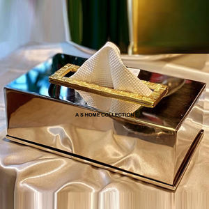 Boîte à mouchoirs en acier inoxydable faite à la main, design doré à feuilles, qualité supérieure, taille personnalisée, prix abordable - Product Image 3