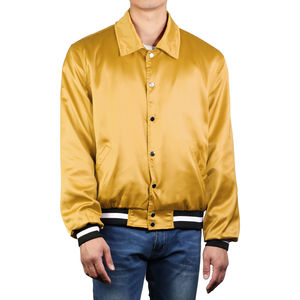 Varsity Jacket Stand Collar Front Logo Thin Long OEM Custom Embroidered Men <b>Wool</b> Canvas Sleeves Breathable New Condition - Product Image 2