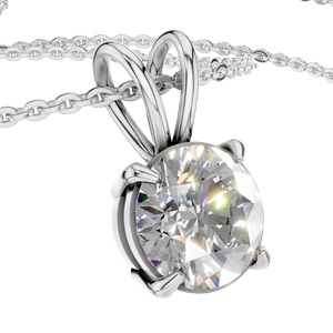 Colgante Solitario Atemporal de Oro Sólido de 14K con Moissanita VVS D y Cadena, Certificado IGI - Product Image 4