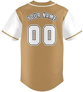 Camiseta de béisbol New Gold-Camisa con botones y nombre y número personalizados, uniforme deportivo para hombres y mujeres, - Product Image 4