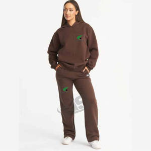 Nouveauté, survêtement d'hiver pour femmes, sweat à capuche uni, grande taille, streetwear, logo personnalisé, ensemble deux pièces - Product Image 1