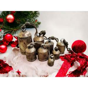 Juego de Campanas de Vaca Gigantes con Acabado Rústico Estilo Shabby Chic, Lote de 20 Piezas, Decoraciones Navideñas, Campanas Armonía - Product Image 5